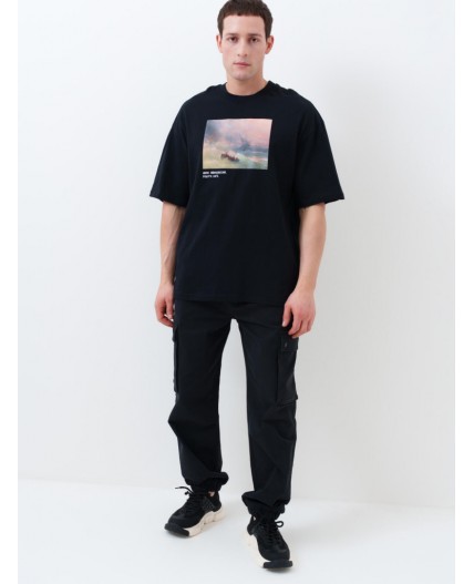 Фуфайка трикотажная для мужчин (футболка) black