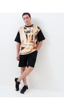 Комплект трикотажный для мужчин: фуфайка (футболка), шорты black, white