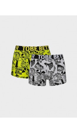 Трусы трикотажные для мальчиков - боксеры, 2 шт в комплекте white, double black, light green