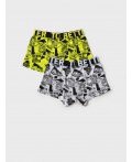 Трусы трикотажные для мальчиков - боксеры, 2 шт в комплекте white, double black, light green