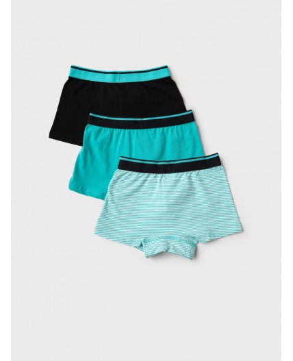 Трусы трикотажные для мальчиков - боксеры, 3 шт в комплекте double black, turquoise, white