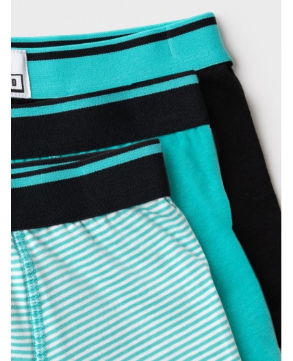 Трусы трикотажные для мальчиков - боксеры, 3 шт в комплекте double black, turquoise, white