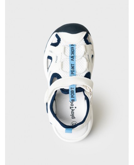 Сандалии для мальчиков белый,тёмно-синий