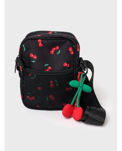 Сумка с брелоком для девочек черный,красный