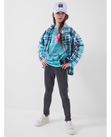 Брюки трикотажные для девочек (легинсы) темно-серый