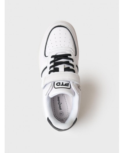 Полуботинки для мальчиков белый,черный