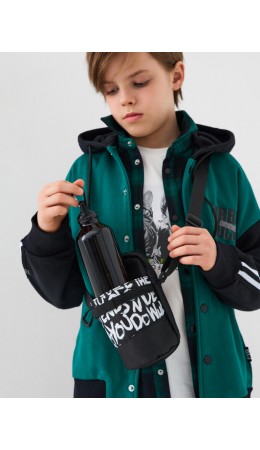 Комплект для мальчиков: сумка, брелок, бутылка для воды черный,белый