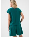 Комплект трикотажный для женщин: фуфайка (футболка), шорты white, dark green