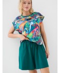 Комплект трикотажный для женщин: фуфайка (футболка), шорты white, dark green