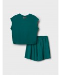 Комплект трикотажный для женщин: фуфайка (футболка), шорты white, dark green