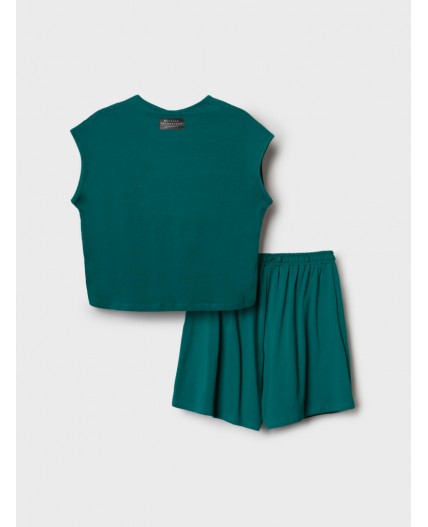 Комплект трикотажный для женщин: фуфайка (футболка), шорты white, dark green
