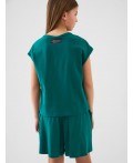 Комплект трикотажный для девочек: фуфайка (футболка), шорты white, dark green