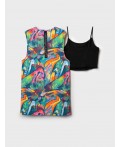 Комплект трикотажный для девочек: платье, топ multicolor