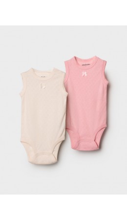 Боди-майка детское трикотажное для девочек, 2 шт в комплекте beige, pale pink