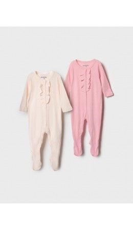 Комбинезон детский трикотажный для девочек, 2 шт в комплекте beige, pale pink