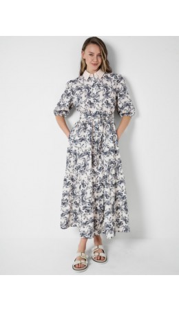 Платье текстильное для женщин beige, dark grеy