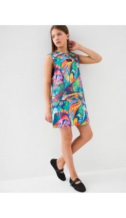 Комплект трикотажный для девочек: платье, топ multicolor