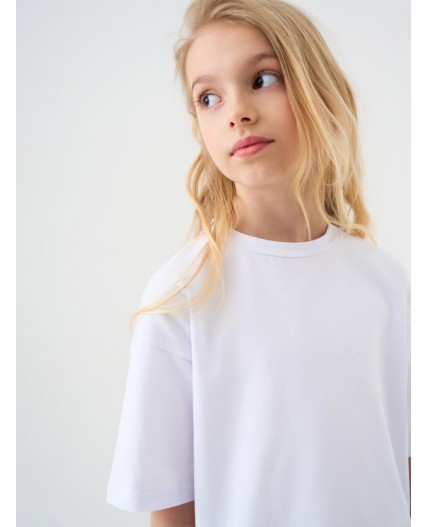 Футболка силуэта oversize для девочки белый
