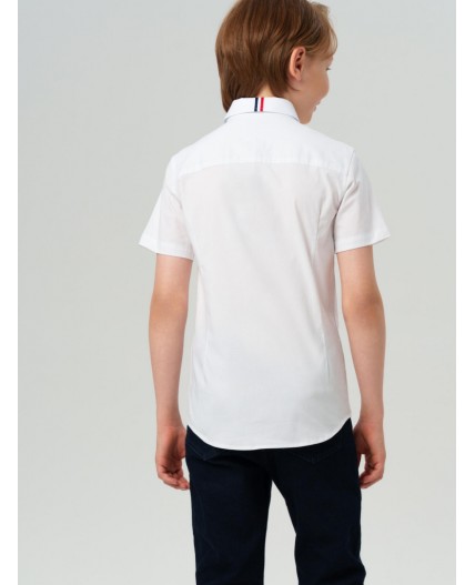 Сорочка текстильная для мальчиков (slim fit) белый,тёмно-синий