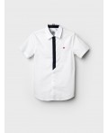 Сорочка текстильная для мальчиков (slim fit) белый,тёмно-синий