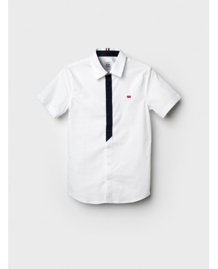 Сорочка текстильная для мальчиков (slim fit) белый,тёмно-синий