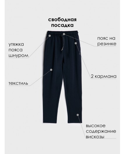 Брюки трикотажные для девочек тёмно-синий