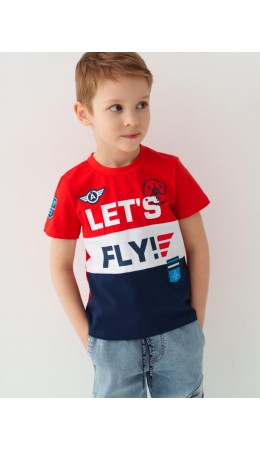 Фуфайка трикотажная для мальчиков (футболка) red, dark blue