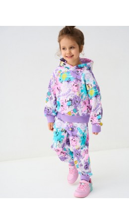 Комплект трикотажный для девочек: толстовка, брюки multicolor