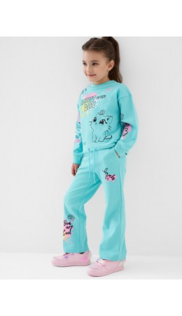 Комплект трикотажный для девочек: толстовка, брюки light blue