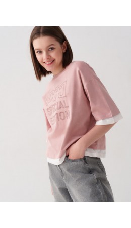 Джемпер трикотажный для девочек (футболка) pale pink