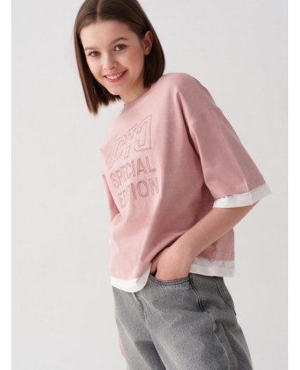 Джемпер трикотажный для девочек (футболка) pale pink