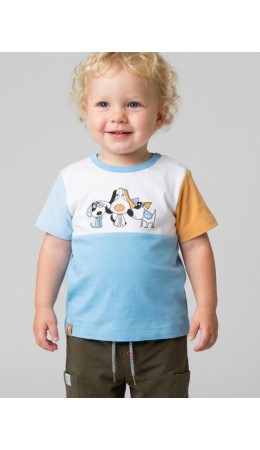 Джемпер детский трикотажный для мальчиков (футболка) white, light blue, brown
