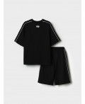 Комплект трикотажный для мальчиков: фуфайка (футболка), шорты черный,белый