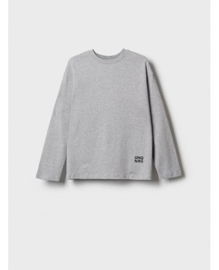 Фуфайка трикотажная для мальчиков (футболка с длинными рукавами, oversize fit) серый меланж