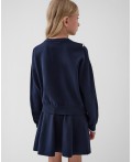 Комплект трикотажный для девочек: кардиган, юбка тёмно-синий