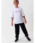 Фуфайка трикотажная для мальчиков (футболка, oversize fit) черный,белый