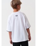 Фуфайка трикотажная для мальчиков (футболка, oversize fit) черный,белый