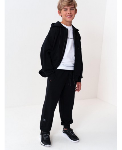 Фуфайка трикотажная для мальчиков (футболка, oversize fit) черный,белый