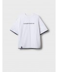 Фуфайка трикотажная для мальчиков (футболка, oversize fit) черный,белый