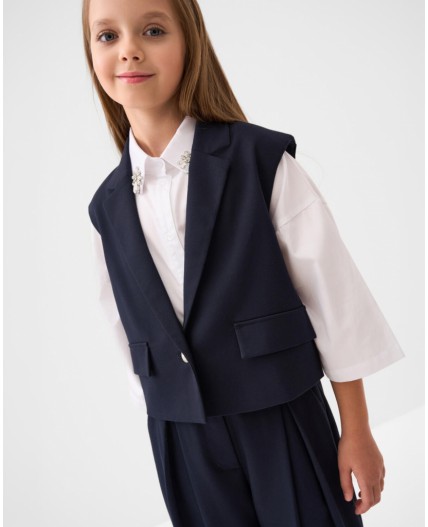 Комплект текстильный для девочек: жилет, брюки тёмно-синий