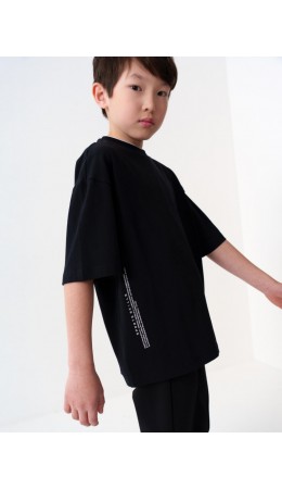 Фуфайка трикотажная для мальчиков (футболка, oversize fit) черный