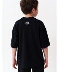 Фуфайка трикотажная для мальчиков (футболка, oversize fit) черный