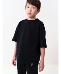 Фуфайка трикотажная для мальчиков (футболка, oversize fit) черный