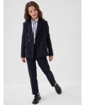Костюм текстильный для девочек: брюки, пиджак тёмно-синий