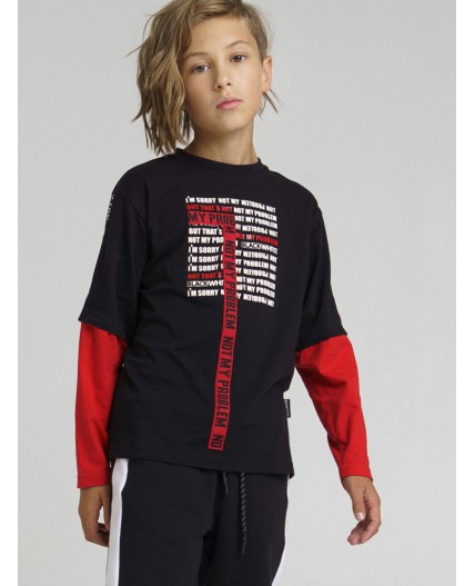 Лонгслив для мальчика черный,красный,белый