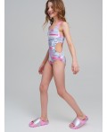 Сабо для девочек розовый,серебряный
