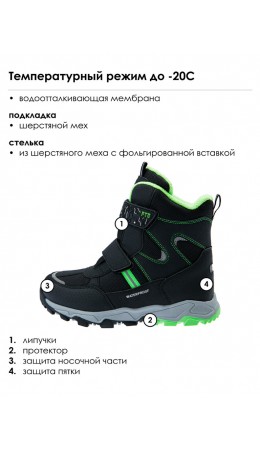 Ботинки для мальчиков черный,серый,зеленый