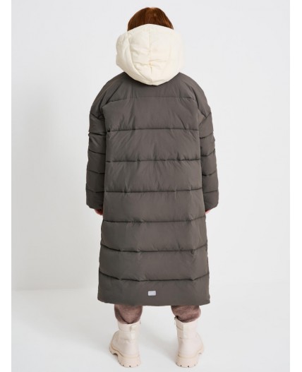 Пальто текстильное с полиуретановым покрытием для девочек серый,бежевый