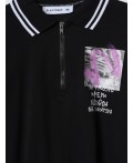 Джемпер трикотажный с воротником поло для девочек черный
