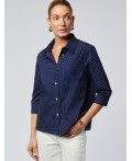 Блузка женская темно-синий-белый